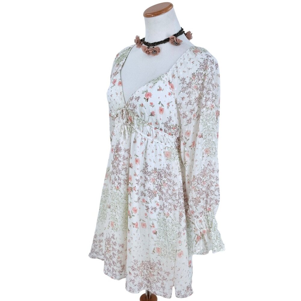 Francesca’s Floral Empire Waist Babydoll Dress M | Cottagecore Coquette Dollette - Picture 5 of 16